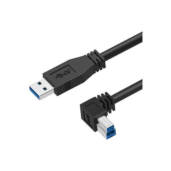 USB 3.0 Ib tug txiv neej ncaj rau B Txiv neej sab laug sab CABLE.jpg USB 3.0 A Male Straight to B Male Left Angle CABLE.jpg