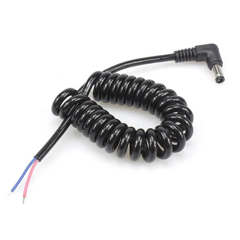 DC5.5x2.1mm coiled bent cable