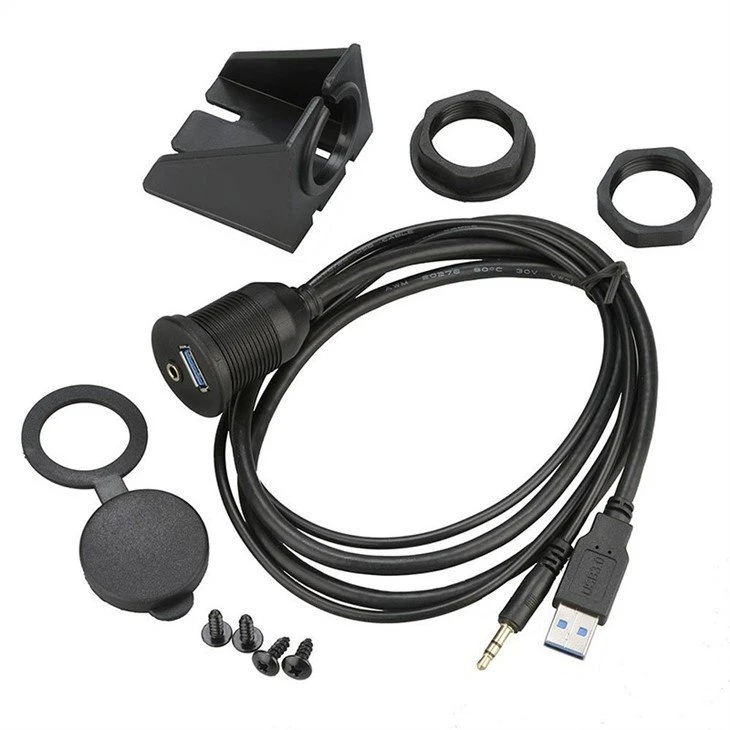 Combo USB 3.0 3.5mm AUX Male to Female waterproof Cable